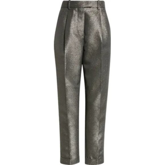 New Reiss Sienna Sparkle Tapered Trousers in Gold Size 12 - Picture 6 of 13
